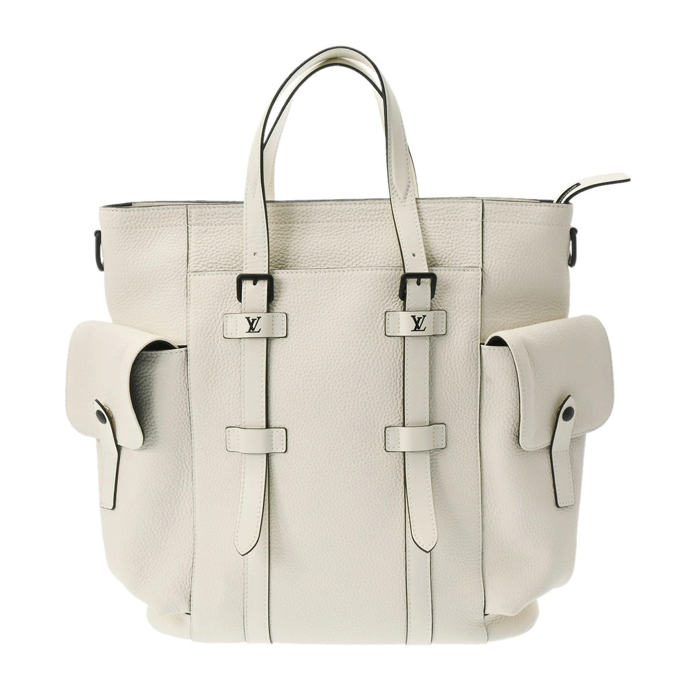 LOUIS VUITTON Monogram Christopher Tote Blanc White Taurillon Leather Bag